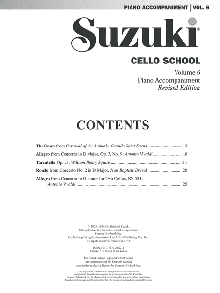Suzuki Cello School, Volume 6