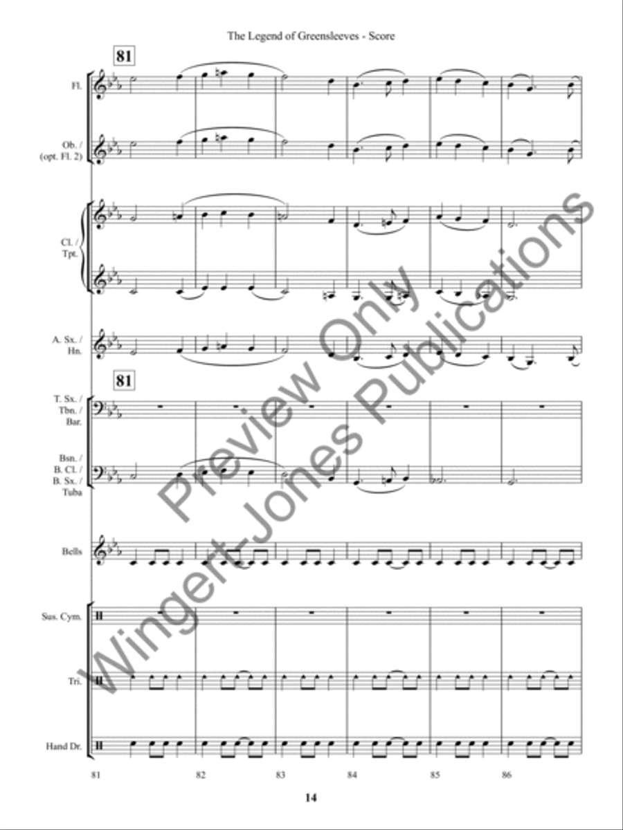 The Legend of Greensleeves (Score) Concert Band scores gallery preview page 17