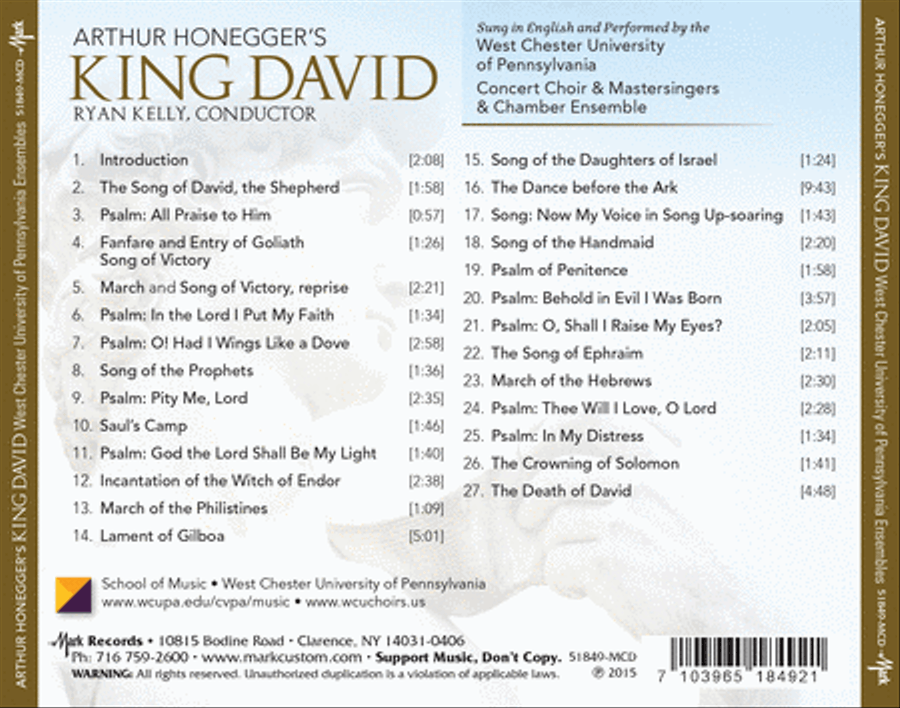 Arthur Honegger's King David Listening CD scores gallery preview page 2