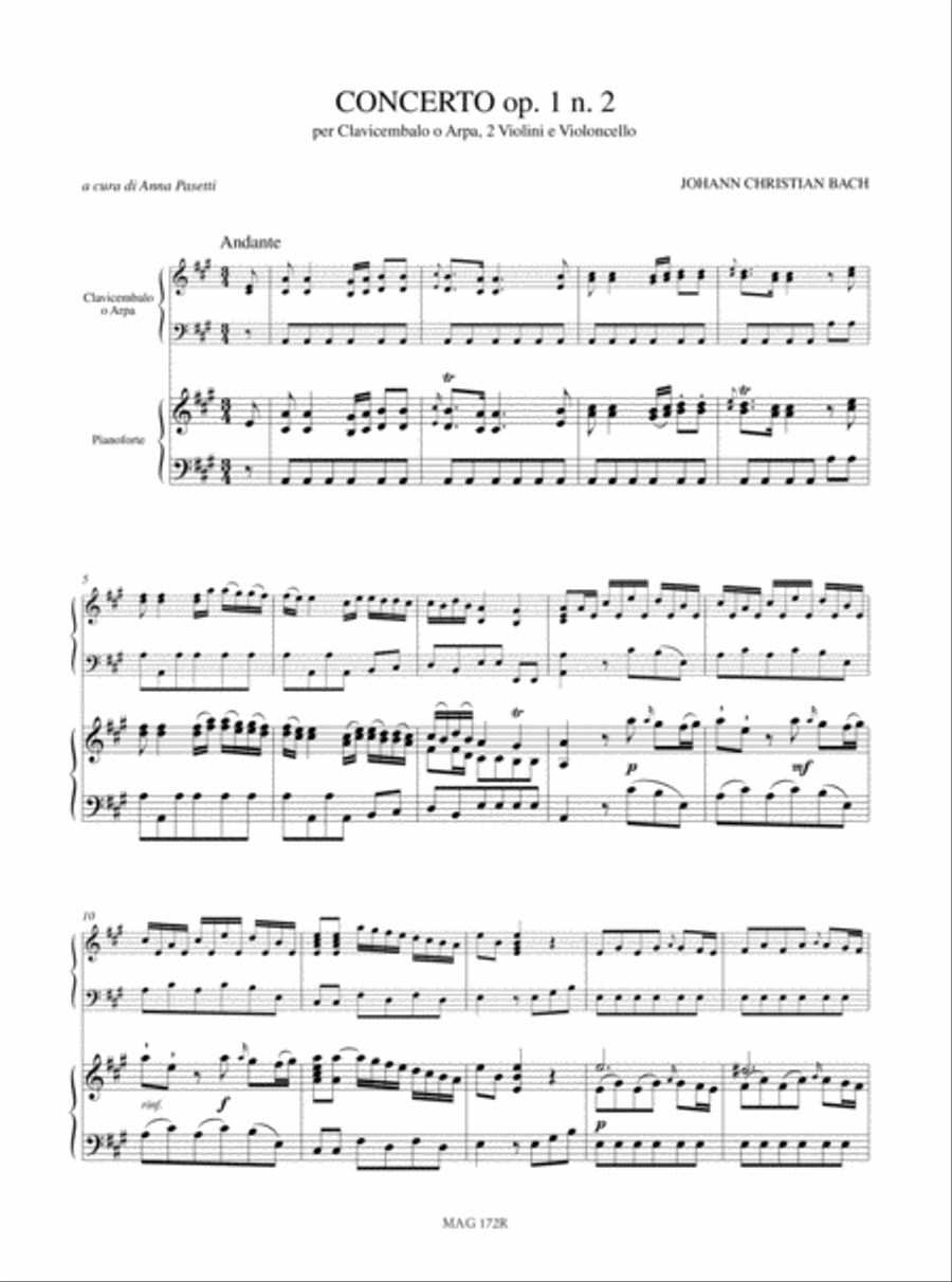 Concerto Op. 1 No. 2 for Harpsichord or Harp, 2 Violins and Violoncello Harp scores gallery preview page 2