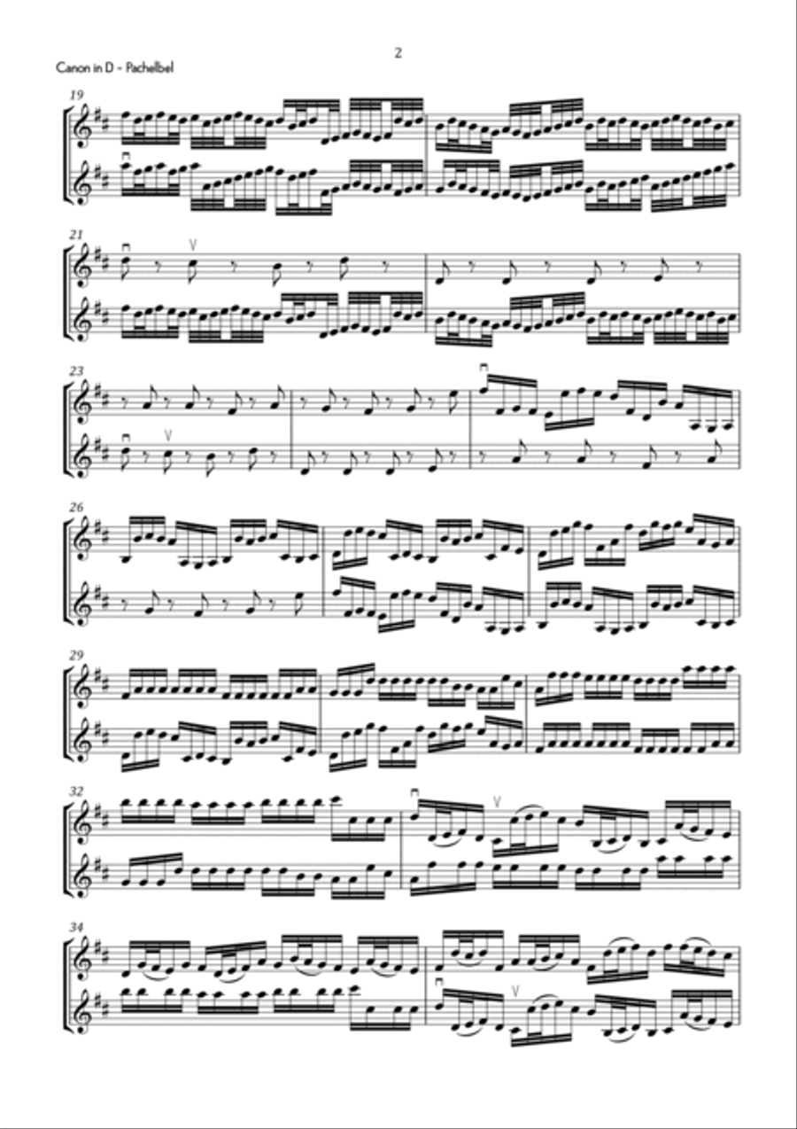Pachelbel - Canon in D Major - Intermediate String Duet scores gallery preview page 3