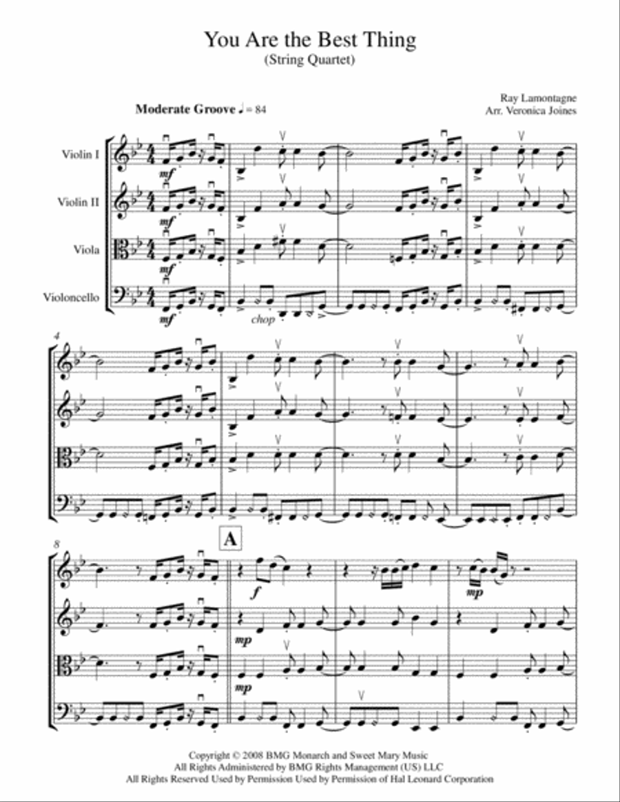 You Are The Best Thing String Quartet scores gallery preview page 2