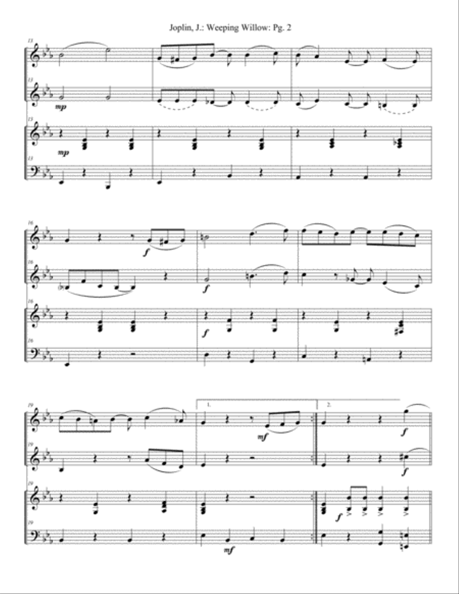 Weeping Willow - A Ragtime Two Step Brass Ensemble scores gallery preview page 2