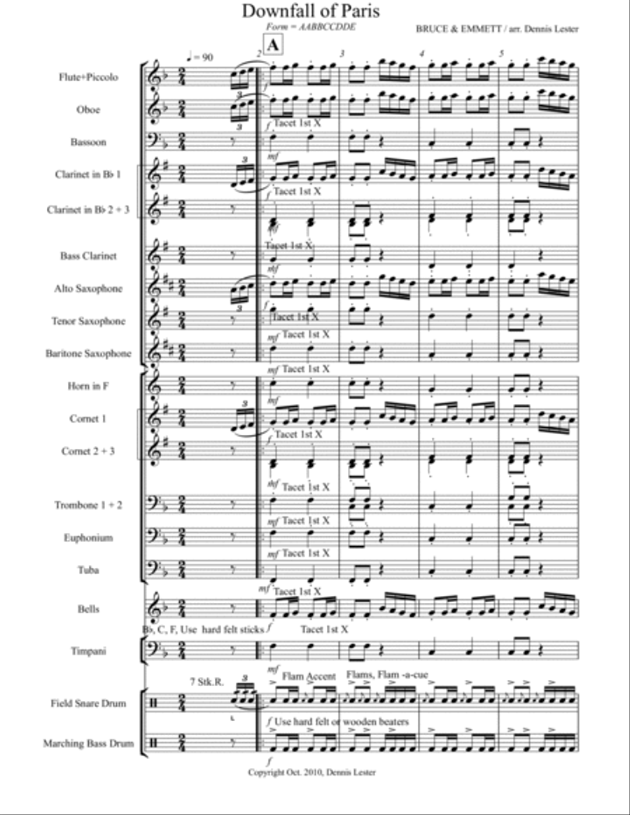 Downfall of Paris Concert Band scores gallery preview page 2