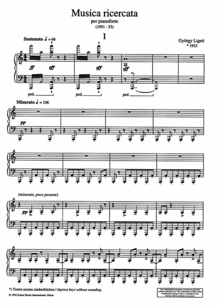 Musica Ricercata (1951-53) by Gyorgy Ligeti Piano Solo - Sheet Music