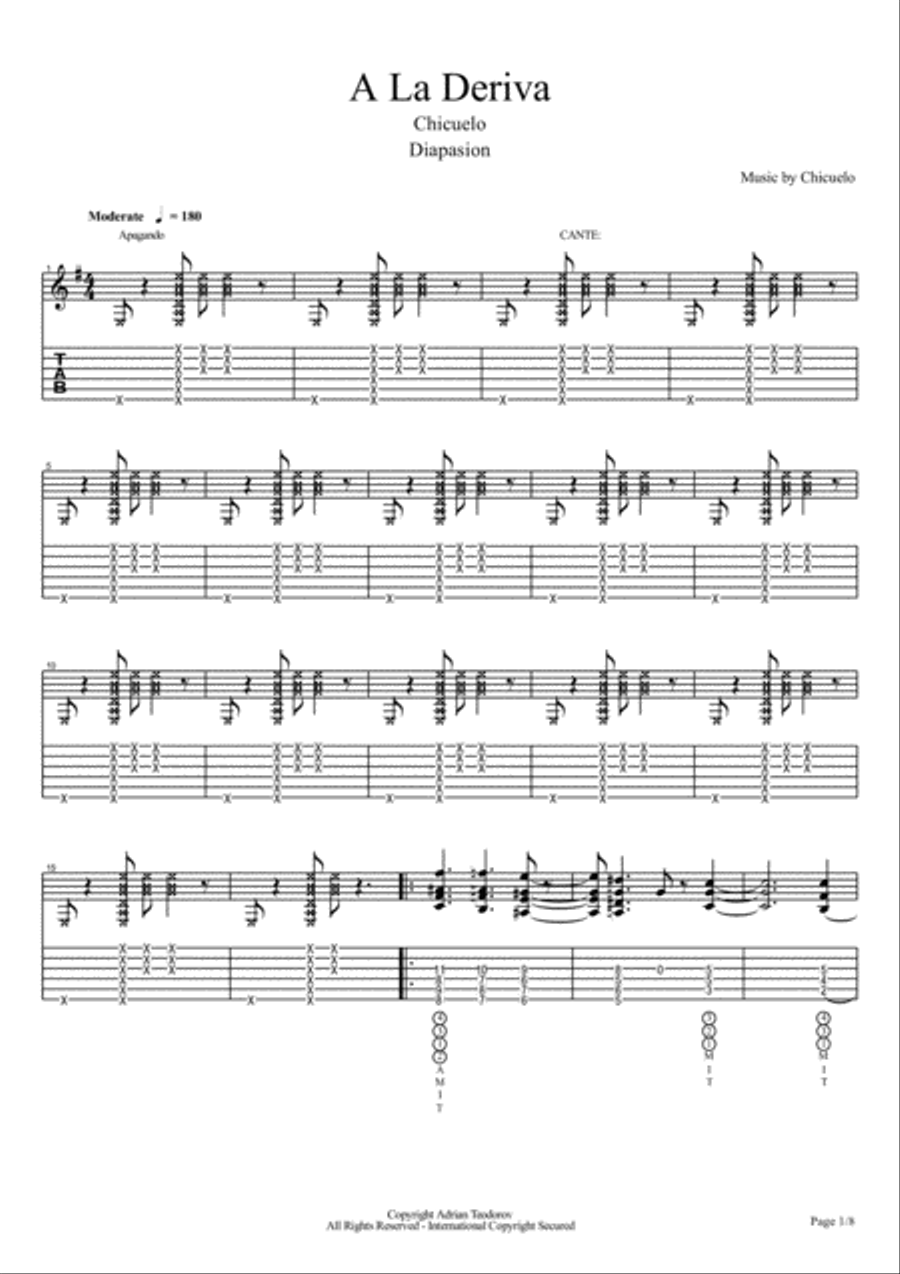 Chicuelo - Diapasion - 2 - A La Deriva Electric Guitar scores gallery preview page 1