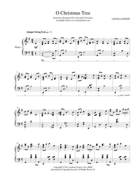 O Christmas Tree - Traditional Christmas - Louis Landon - Solo Piano image number null