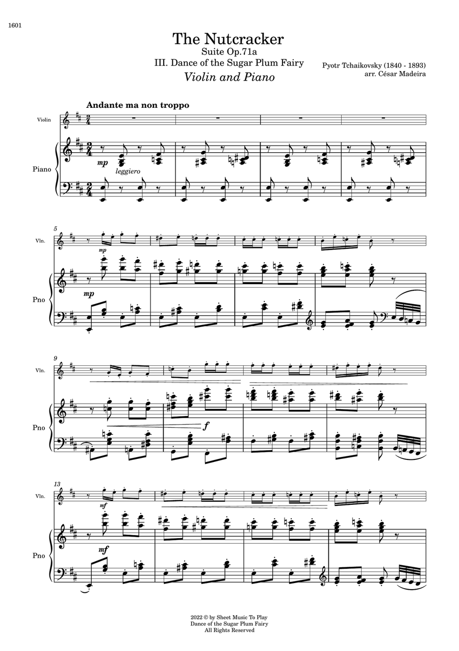 Dance of the Sugar Plum Fairy - Violin and Piano (Full Score and Parts) Violin Solo scores gallery preview page 2