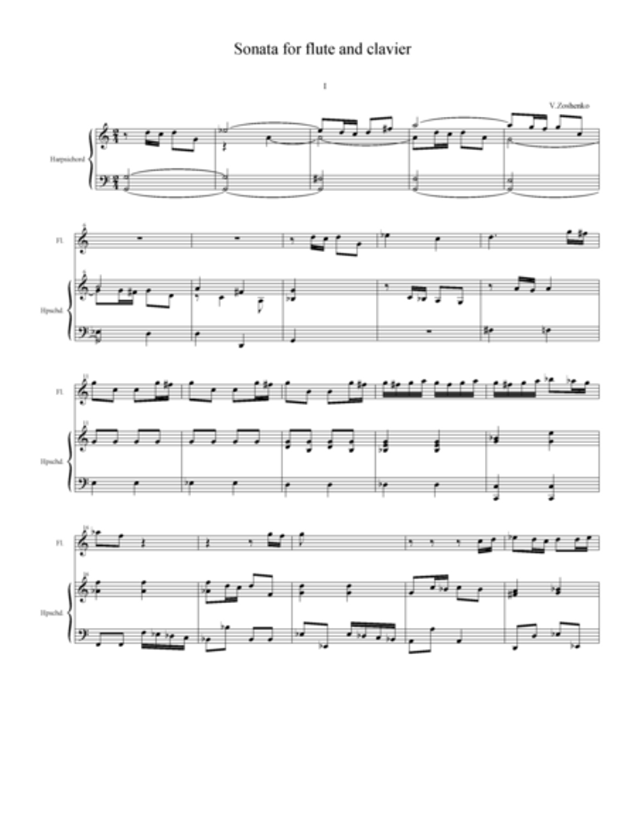 sonata for flute and clavier Woodwind Duet scores gallery preview page 1