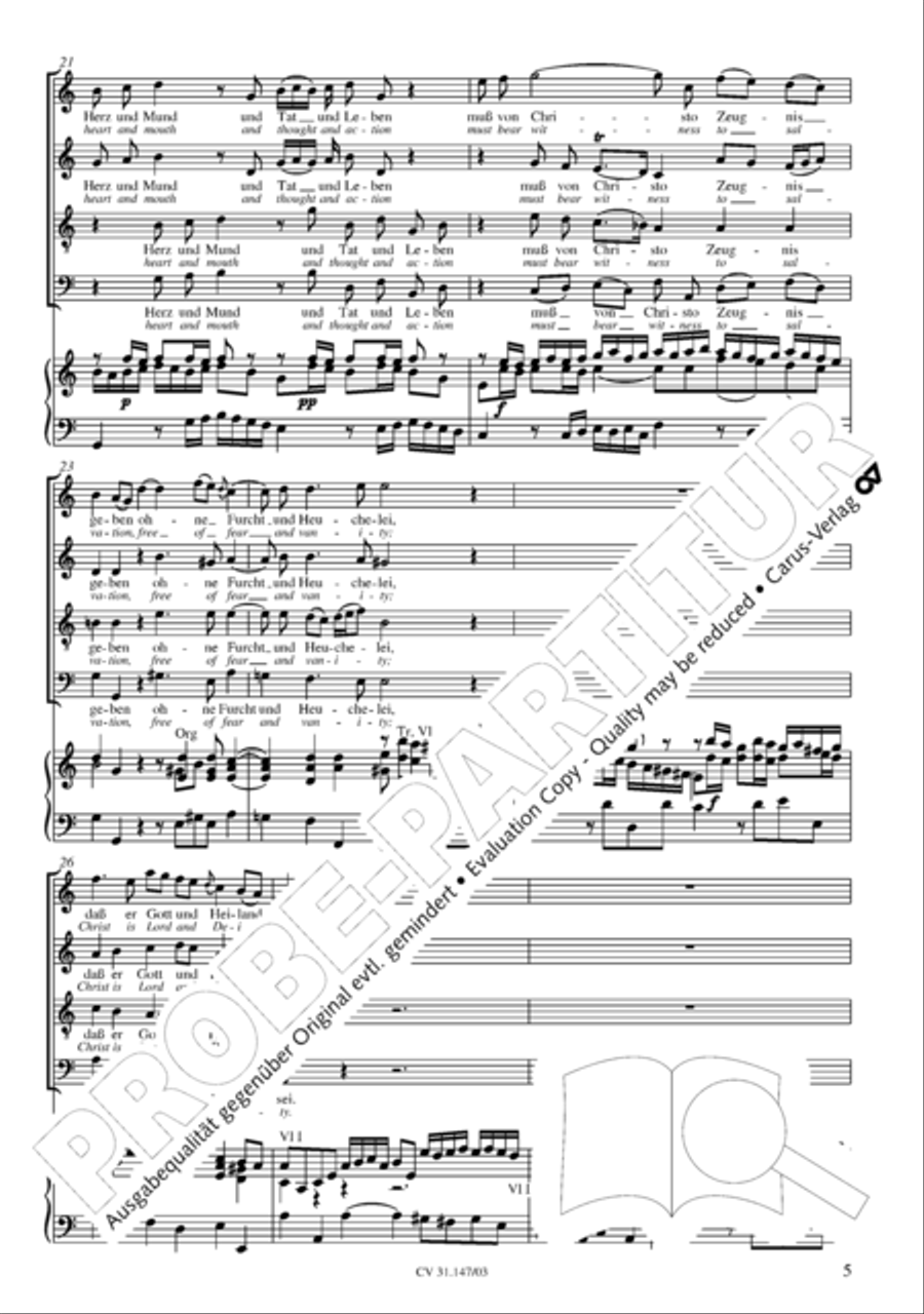 Heart and mouth and thought and action (Herz und Mund und Tat und Leben) 4-Part scores gallery preview page 6