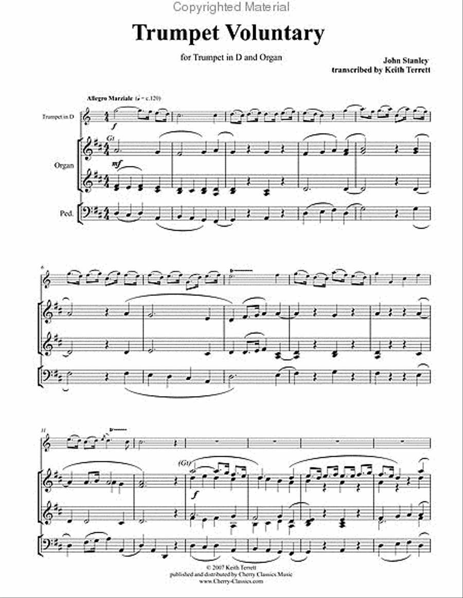 Trumpet Voluntary in D for Trumpet & Organ Trumpet scores gallery preview page 2