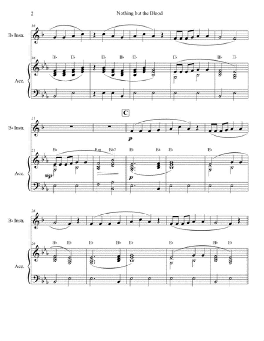 Nothing But the Blood (Bb Instrument and Accompaniment) Small Ensemble scores gallery preview page 2