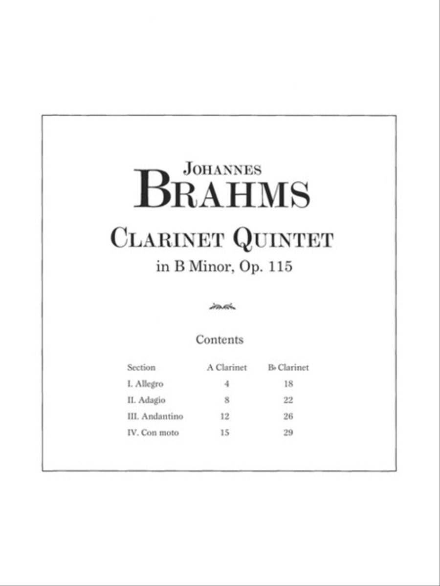 Brahms – Clarinet Quintet in B minor, Op. 115 image number null