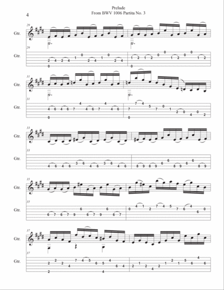 Prelude BWV 1006 Arranged for Guitar Solo Acoustic Guitar scores gallery preview page 4