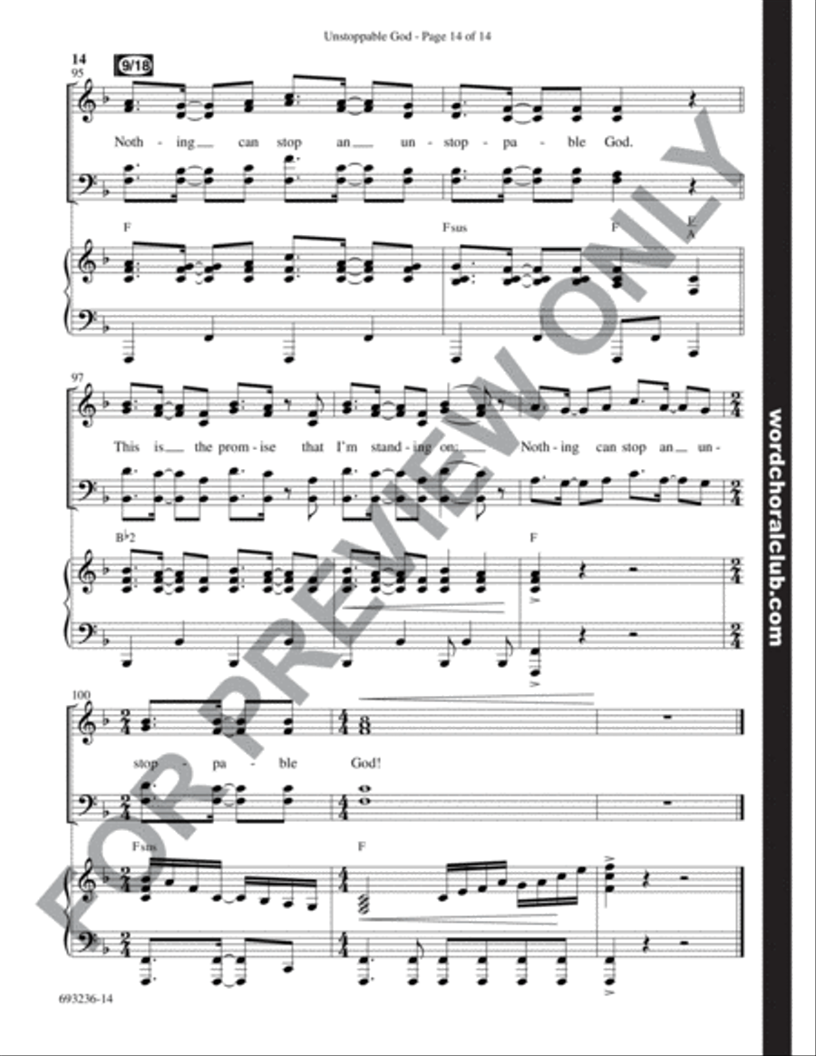 Unstoppable God - Anthem 4-Part scores gallery preview page 15