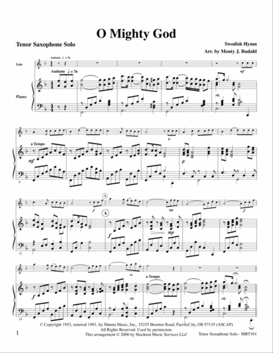 TOP-O Mighty God TOP-O Mighty God Tenor Saxophone scores gallery preview page 1