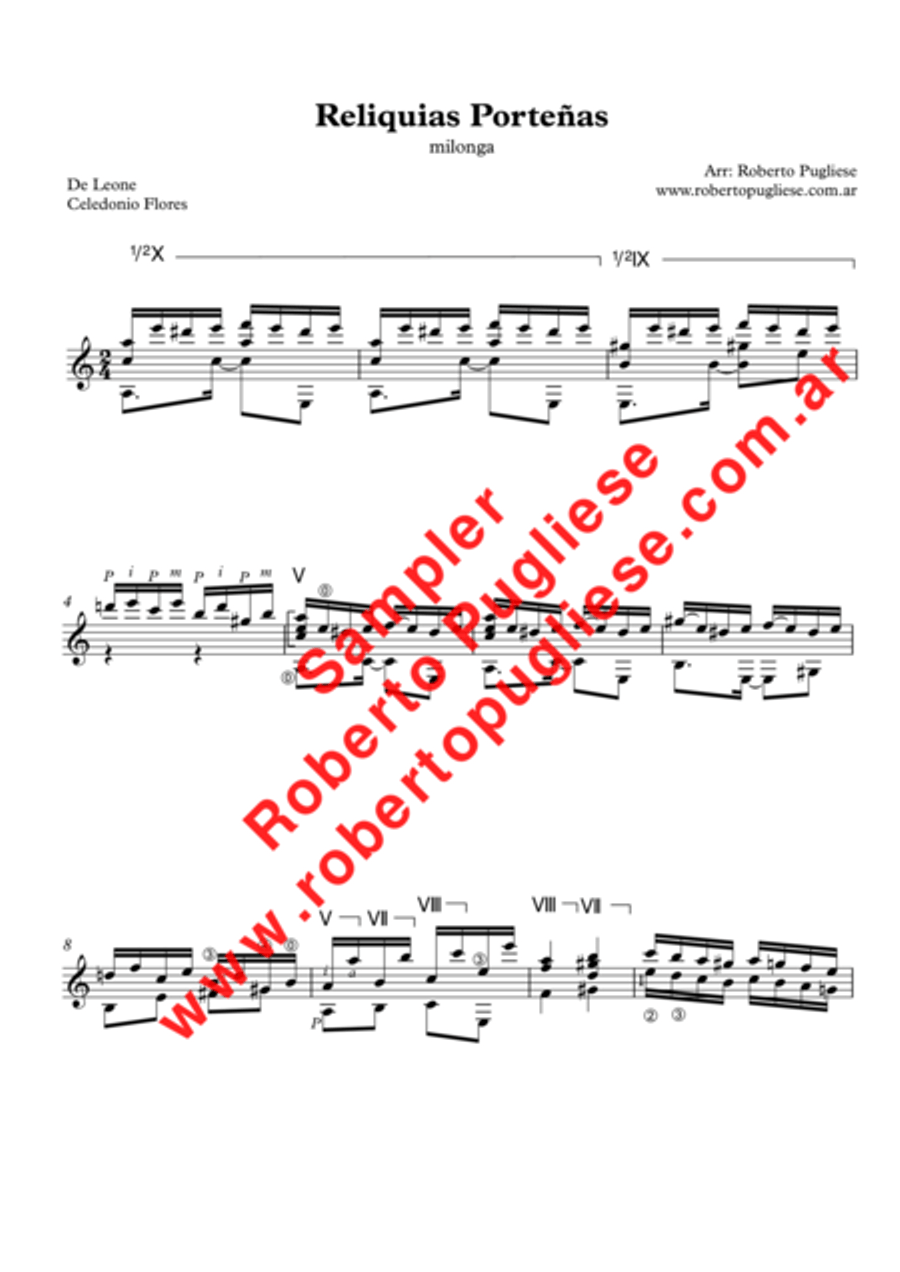Reliquias Porteñas - milonga guitar Classical Guitar scores gallery preview page 5