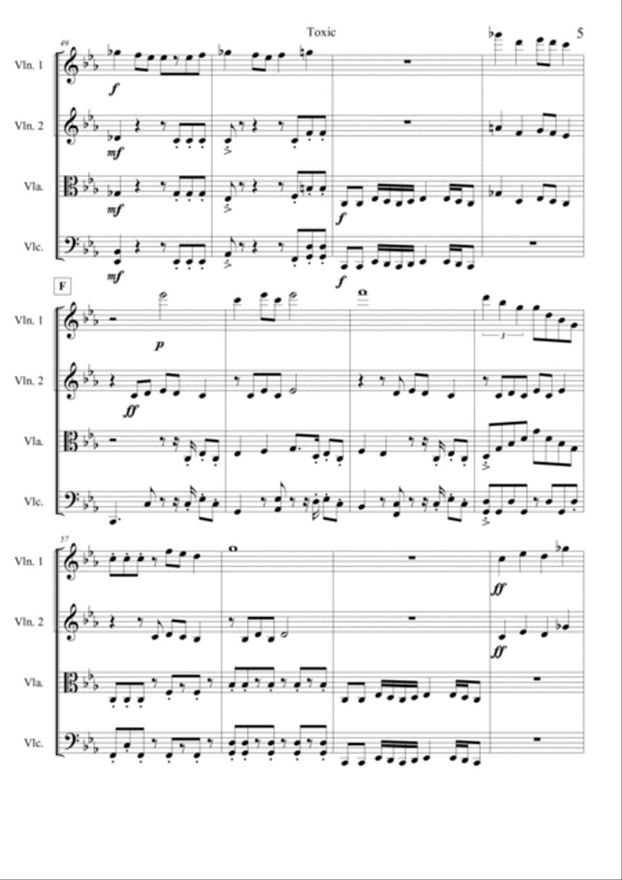 Toxic String Quartet scores gallery preview page 6