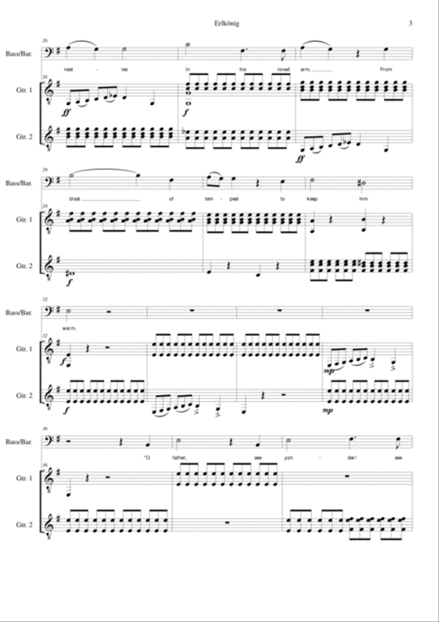 Erlkönig - Erlking - bass/baritone voice and 2 guitars Erlkönig - Erlking - bass/baritone voice and 2 guitars Classical Guitar scores gallery preview page 4