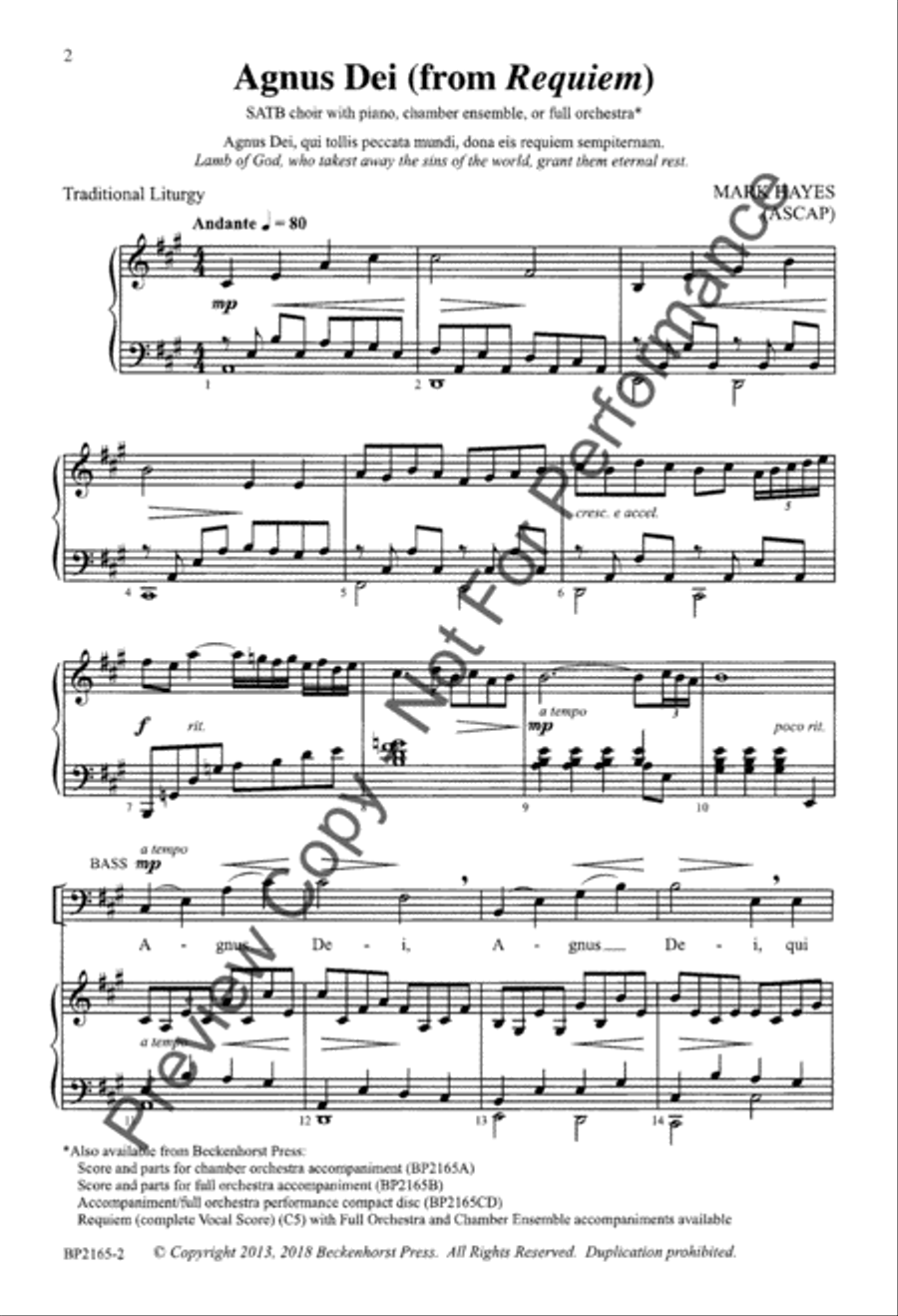 Agnus Dei (from Requiem) Agnus Dei (from Requiem) 4-Part scores gallery preview page 3
