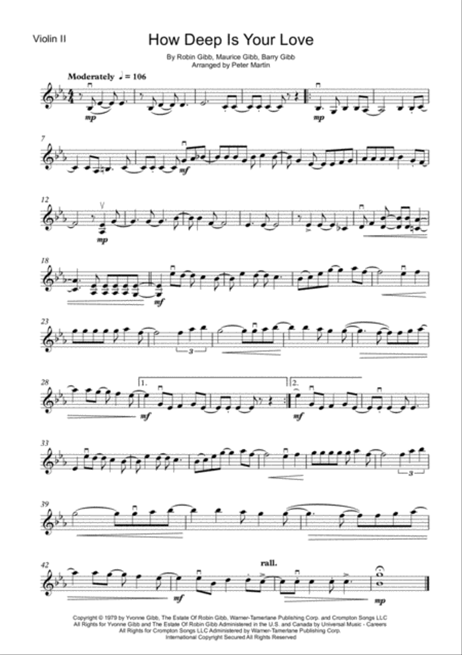 How Deep Is Your Love String Quartet scores gallery preview page 4