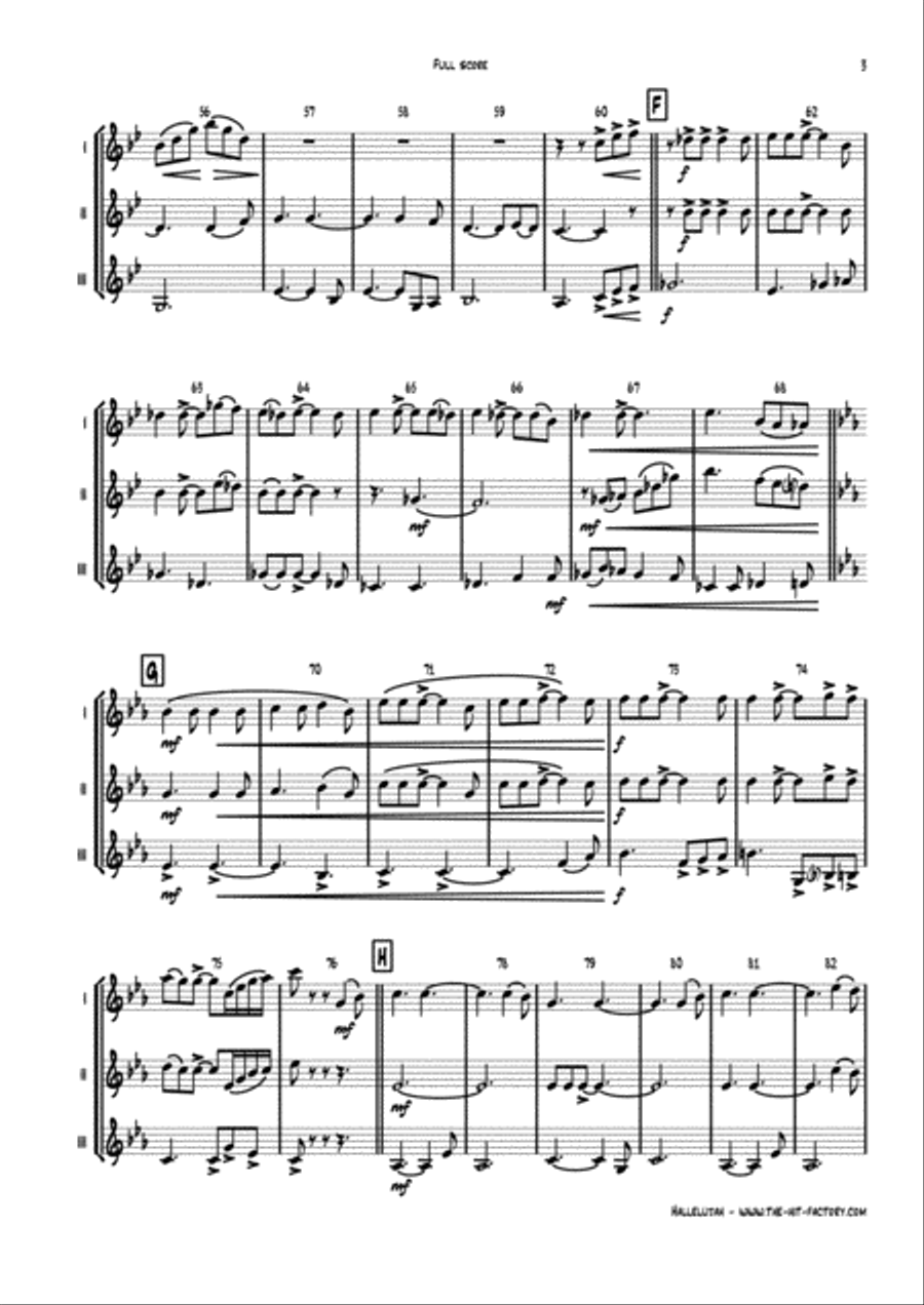 Hallelujah Woodwind Trio scores gallery preview page 3