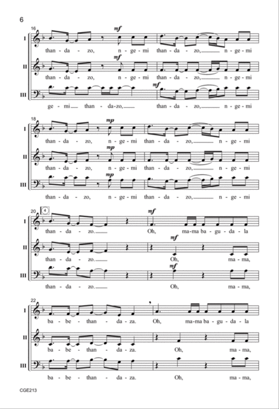 Babethandaza (Three-part Mixed) 3-Part scores gallery preview page 5