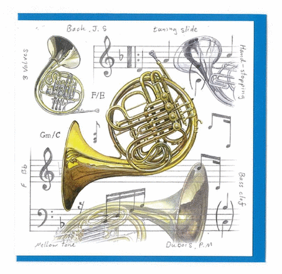 Notelets Pack Of Five - French Horn Design