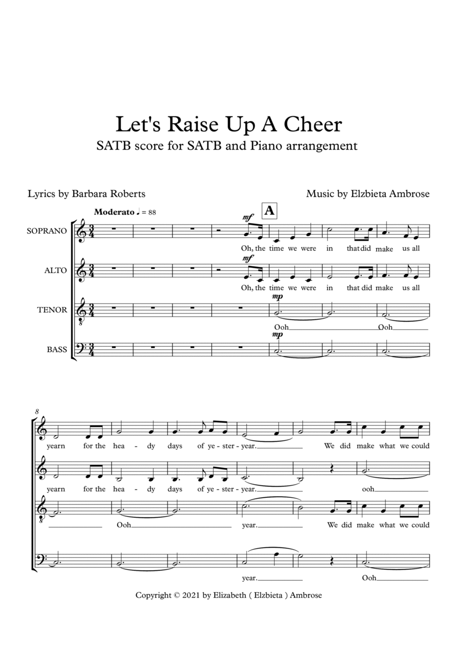 Let's Raise Up A Cheer SATB score 4-Part scores gallery preview page 1