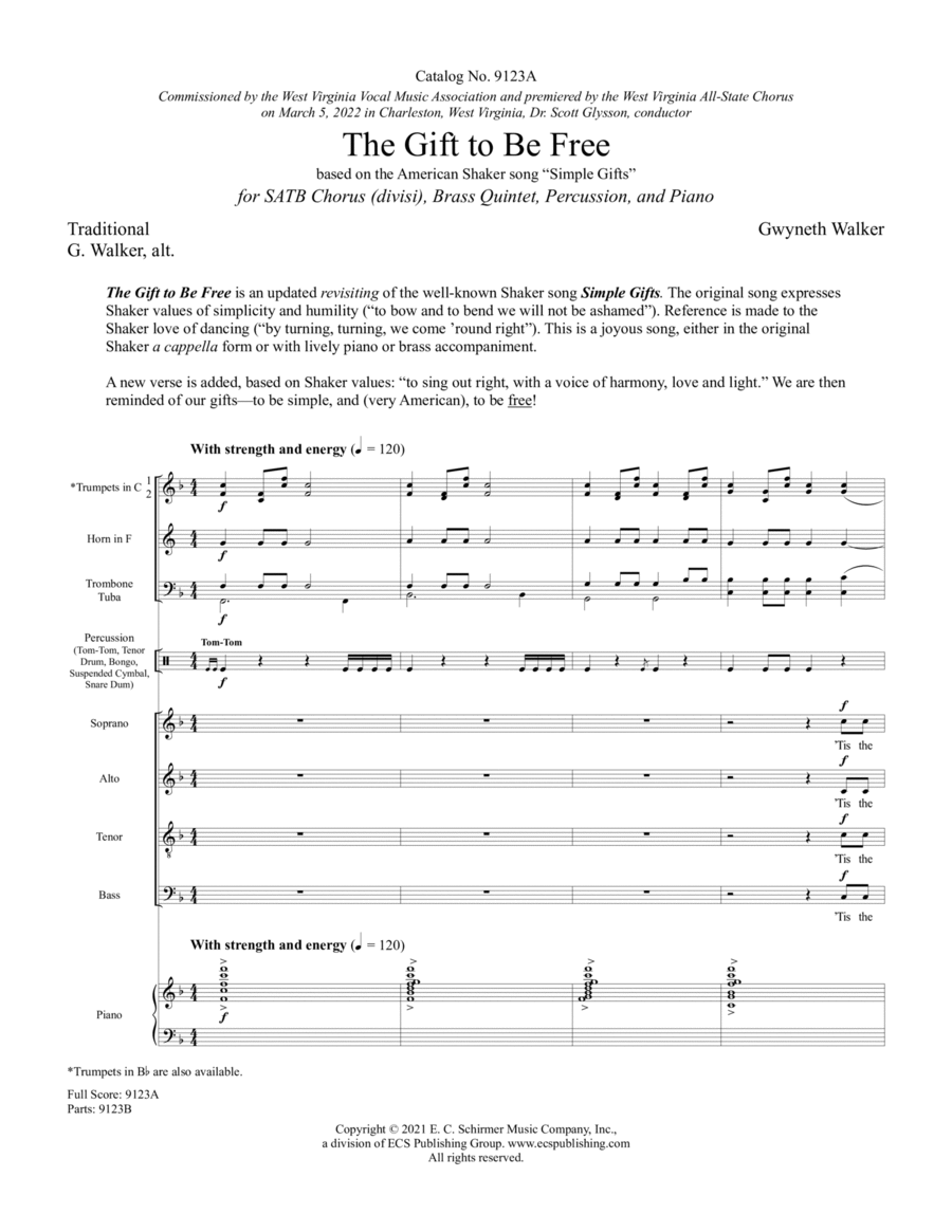 The Gift to Be Free Choir scores gallery preview page 1