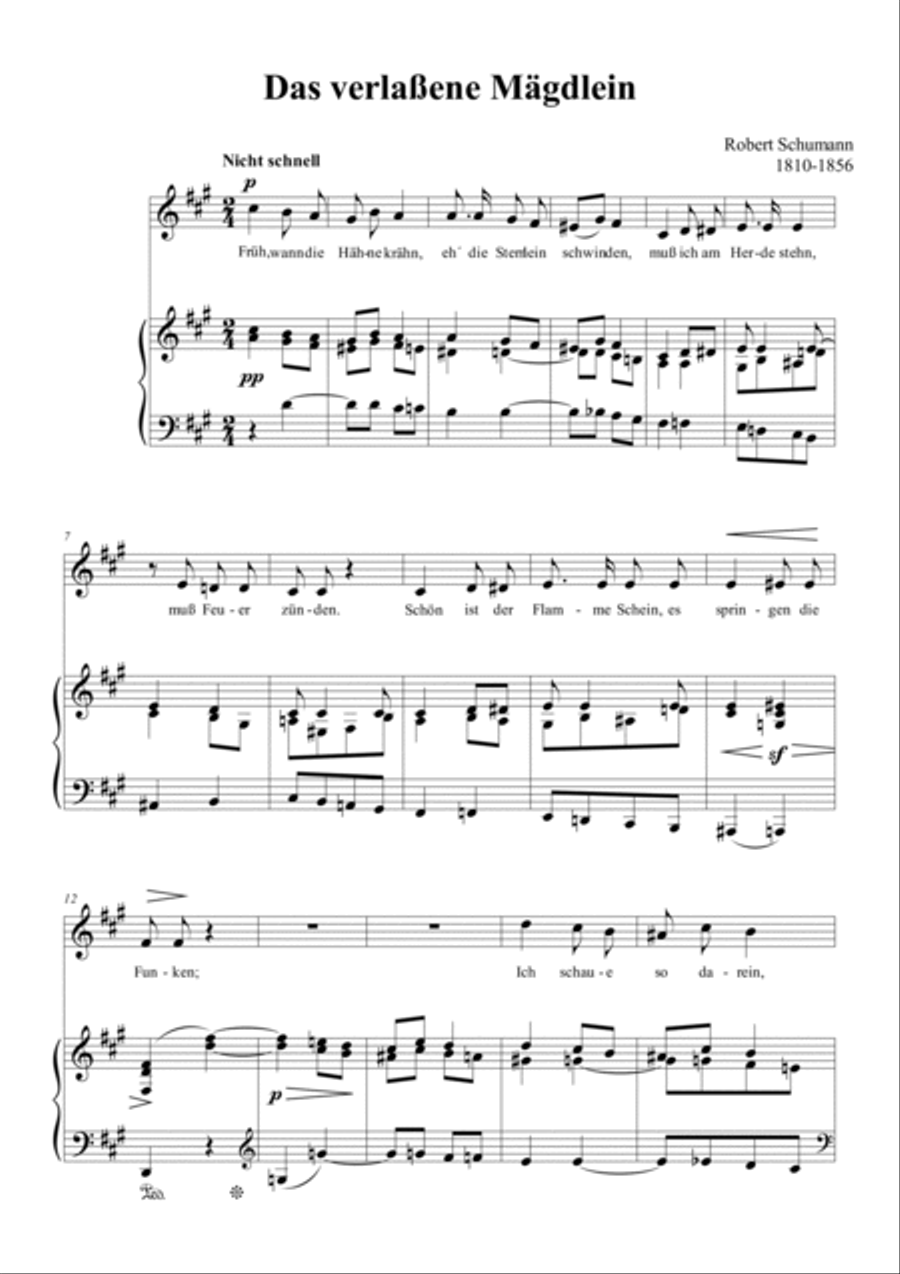 Schumann-Das verlaßene Mägdlein,Op.64 No.2 in f♯ minor Voice scores gallery preview page 2