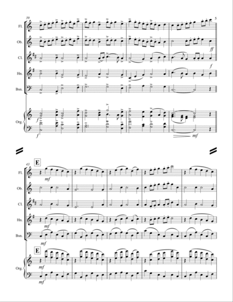 Breden Väg För Herran (Prepare the Royal Highway) (for Woodwind Quintet & optional Organ) Woodwind Quintet scores gallery preview page 6