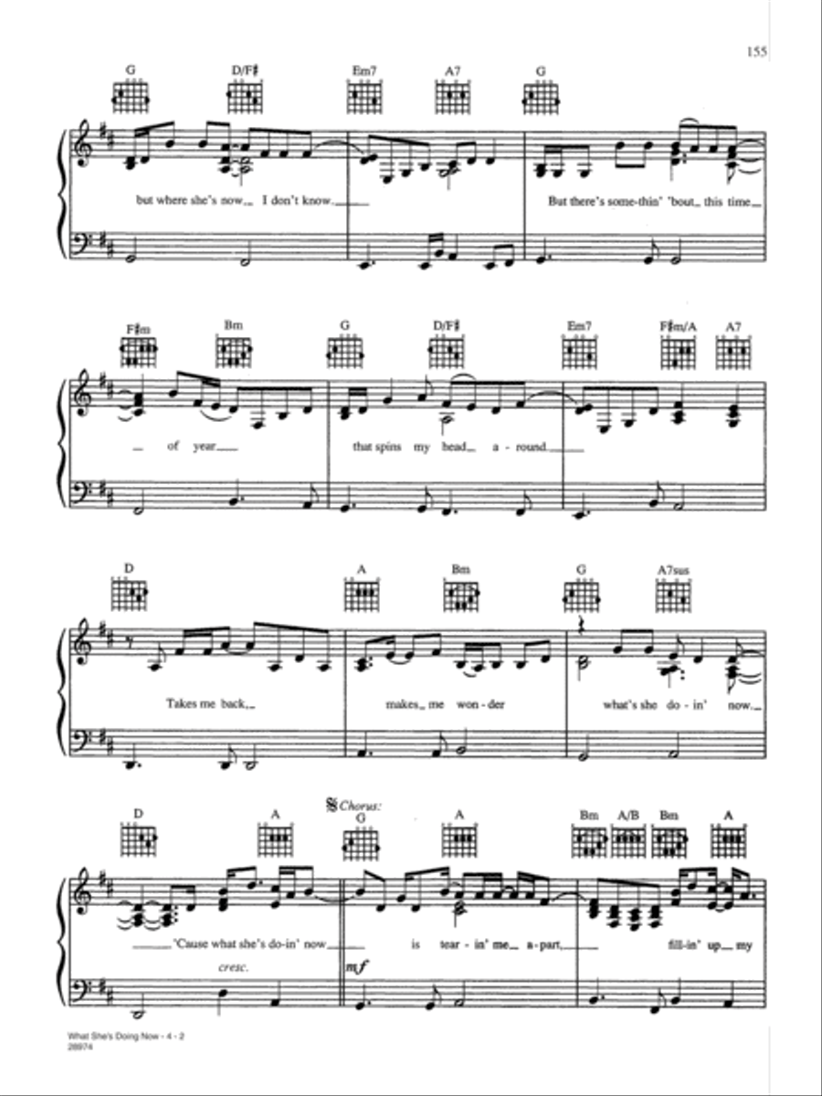 What She's Doing Now Piano, Vocal, Guitar scores gallery preview page 2