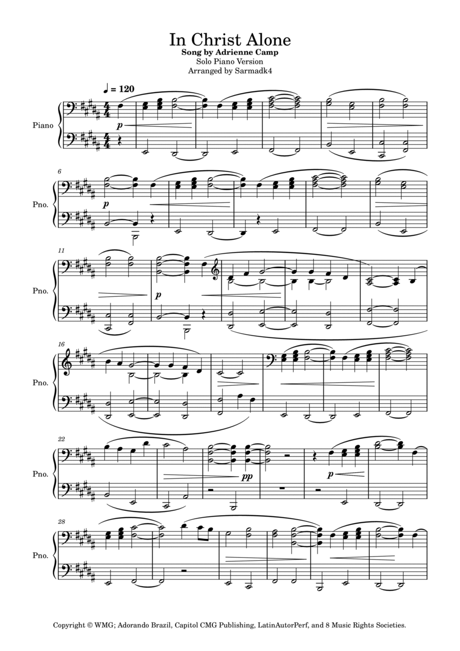 In Christ Alone Piano Solo scores gallery preview page 1