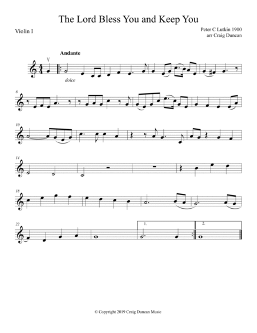 The Lord Bless You and Keep You String Quartet scores gallery preview page 2