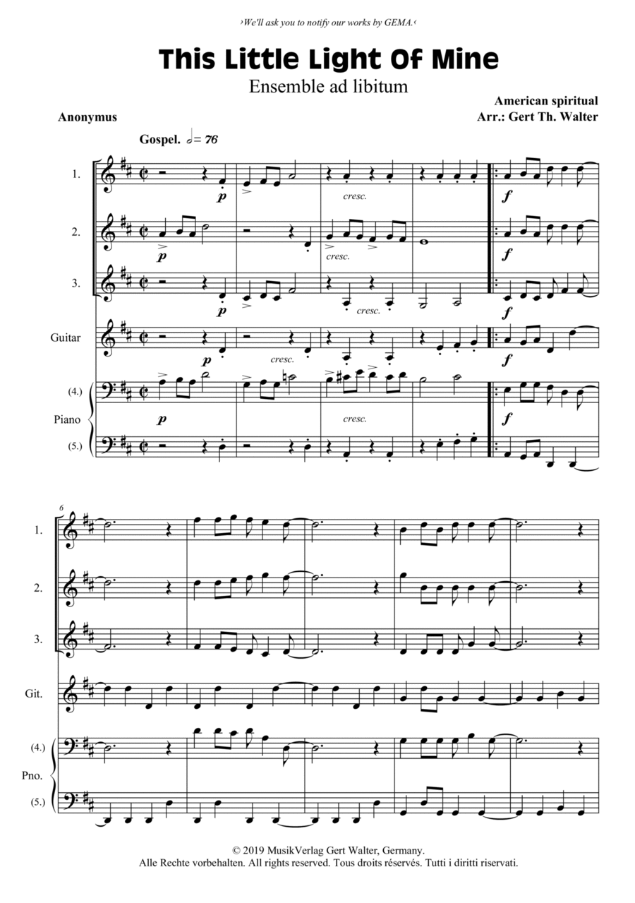 This Little Light Of Mine Praise scores gallery preview page 1