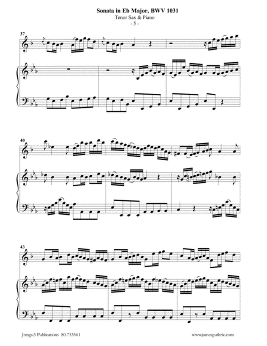 BACH: Sonata in Eb BWV 1031 for Tenor Sax & Piano image number null