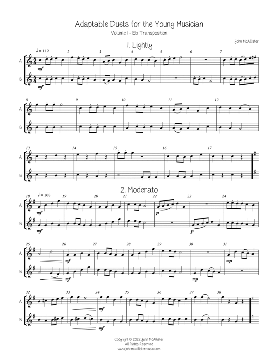 Adaptable Duets for the Young Band Musician Volume One - Eb Transposition Concert Band scores gallery preview page 1