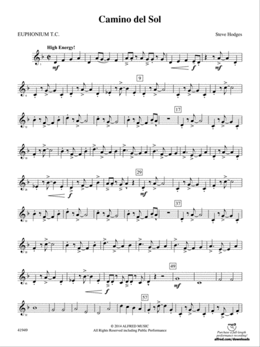 Camino del Sol: Baritone T.C. Concert Band scores gallery preview page 1