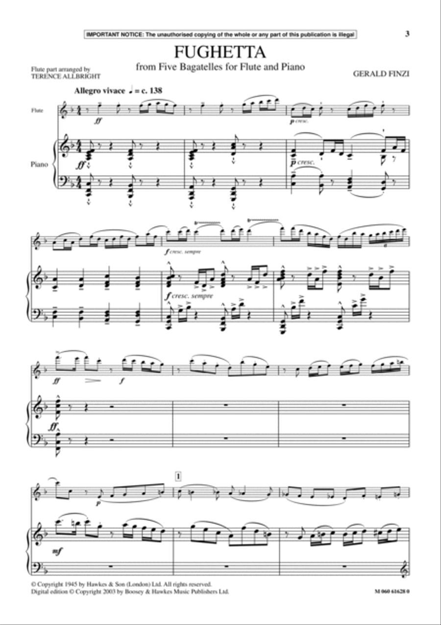 Fughetta (from Five Bagatelles For Flute And Piano) Flute Solo scores gallery preview page 3