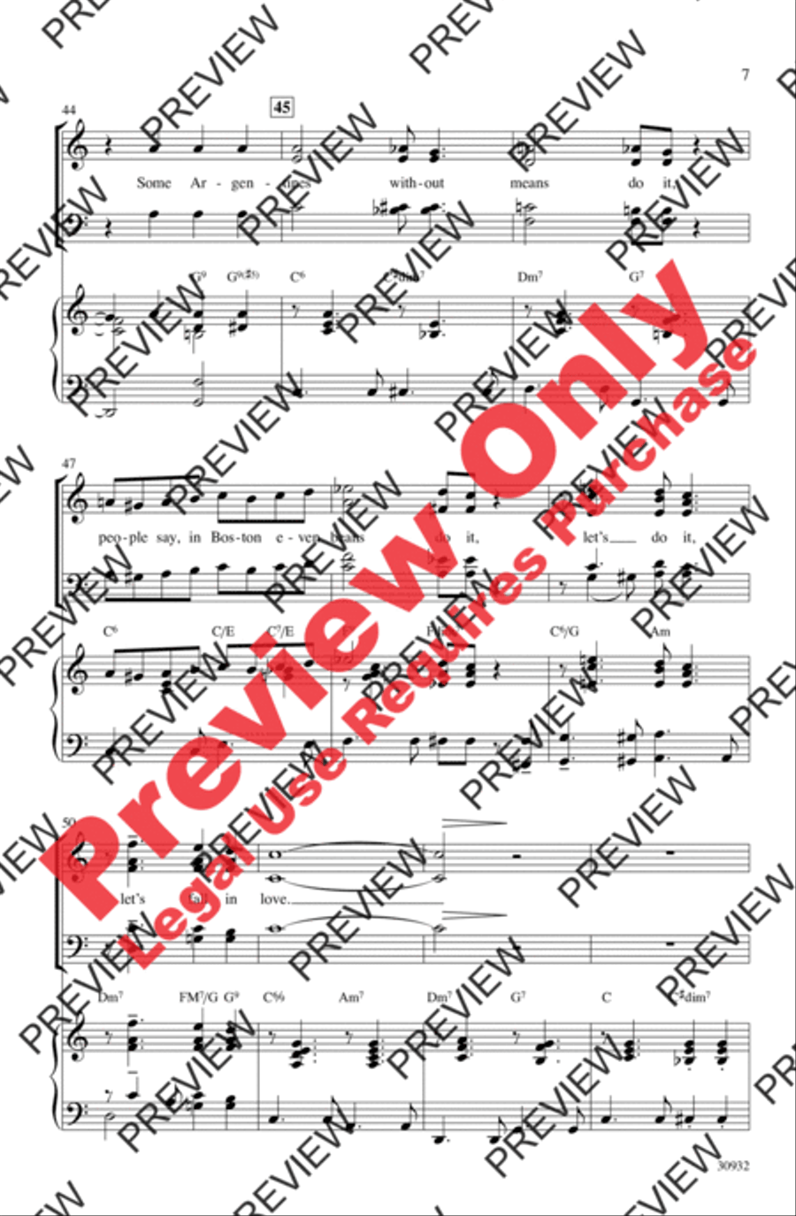 Let's Do It (Let's Fall in Love) 4-Part scores gallery preview page 7