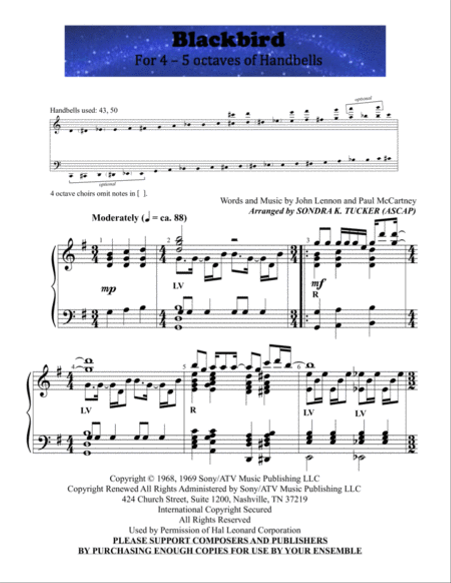 Blackbird Handbell Choir scores gallery preview page 1