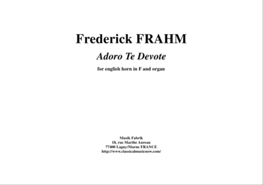 Frederick Frahm: Adoro Te Devote for english horn in F and organ English Horn scores gallery preview page 1