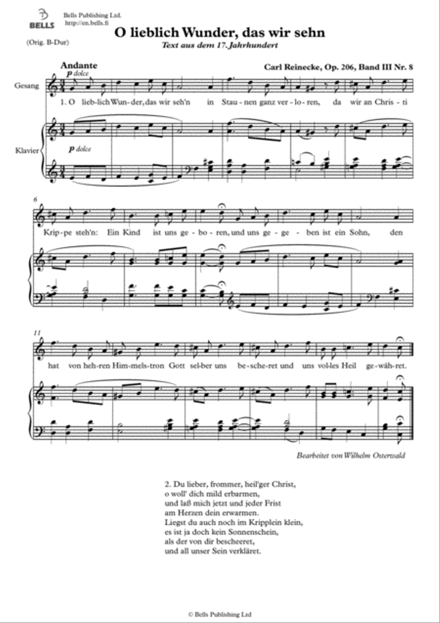 O lieblich Wunder, das wir sehn, Op. 206 (C Major) Voice Solo scores gallery preview page 1