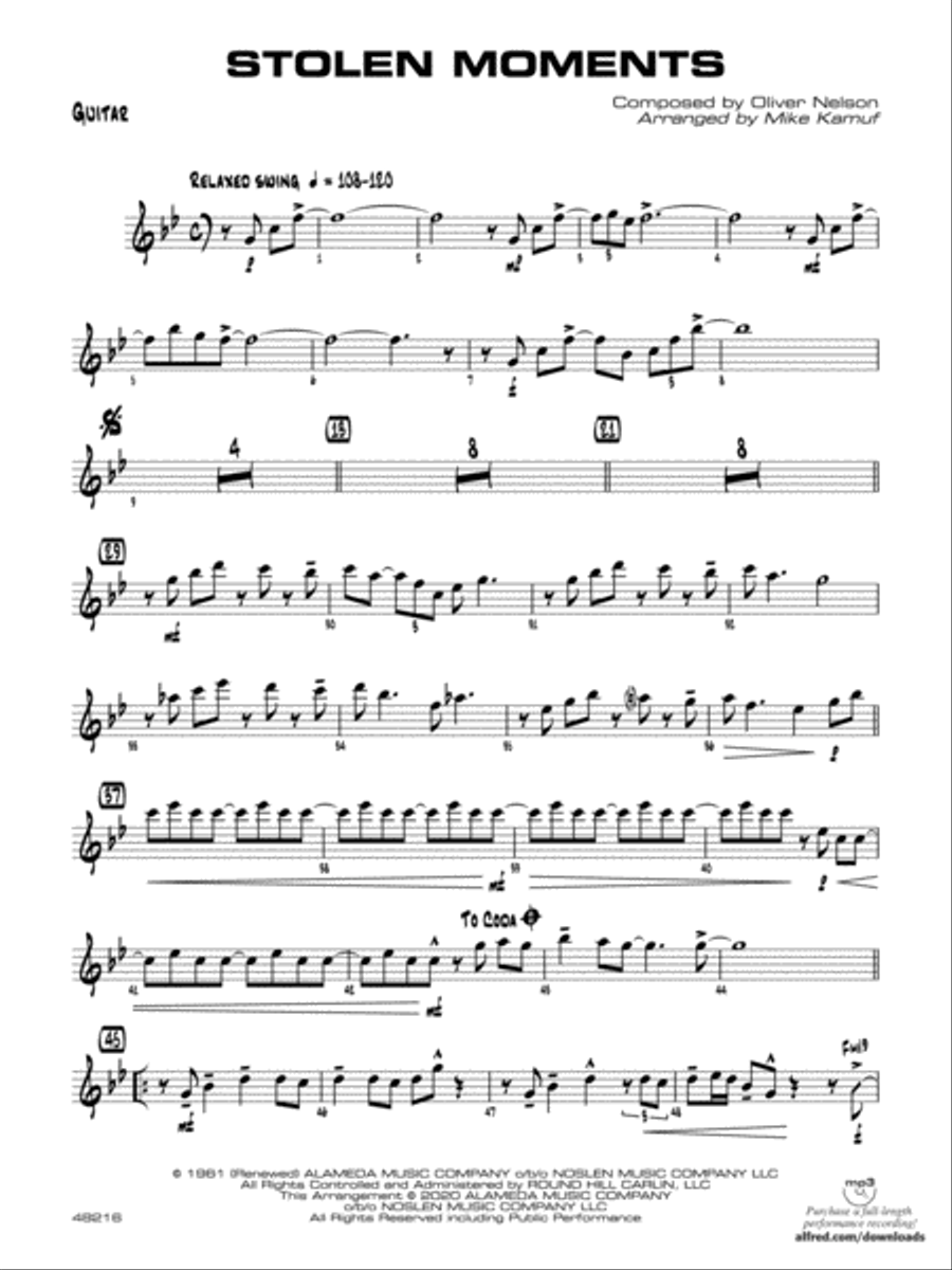 Stolen Moments: Guitar Jazz Ensemble scores gallery preview page 1