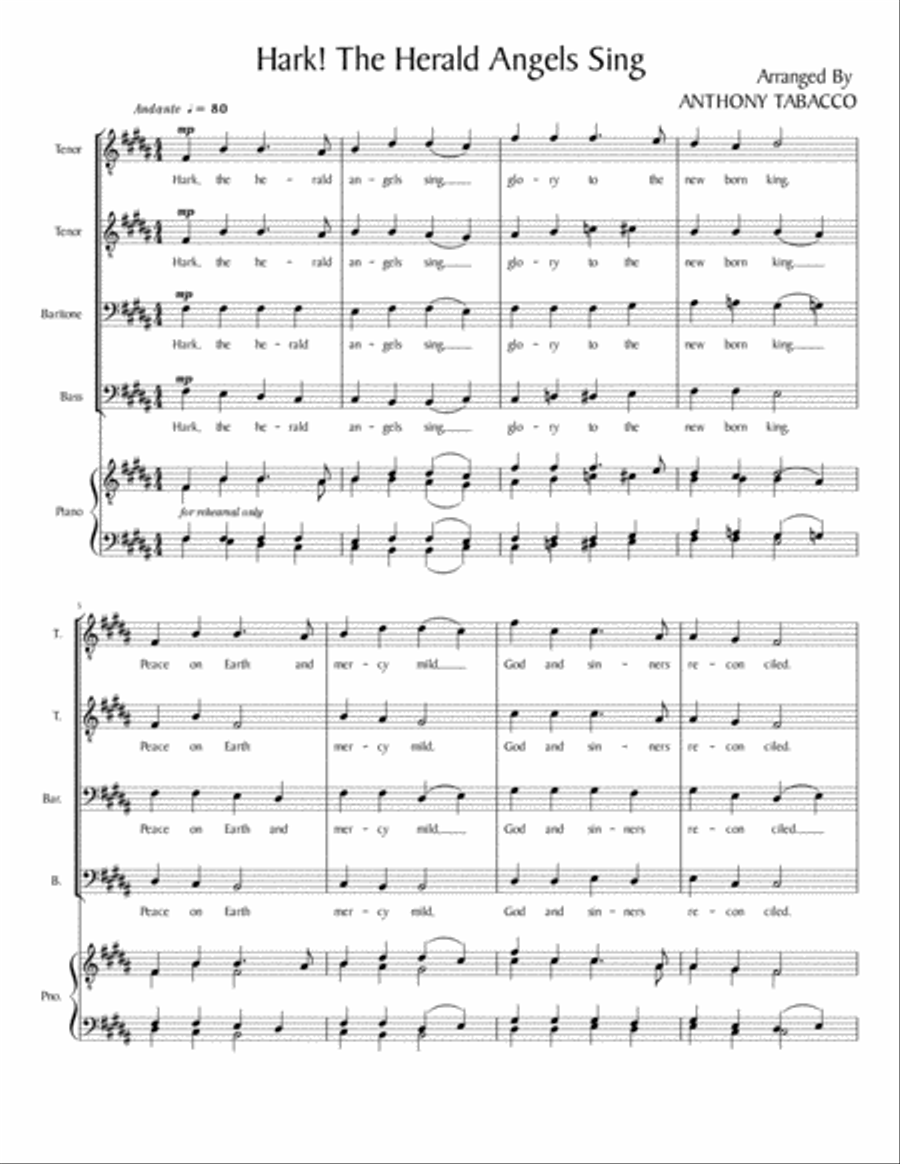 Hark! The Herald Angels Sing TTBB scores gallery preview page 1
