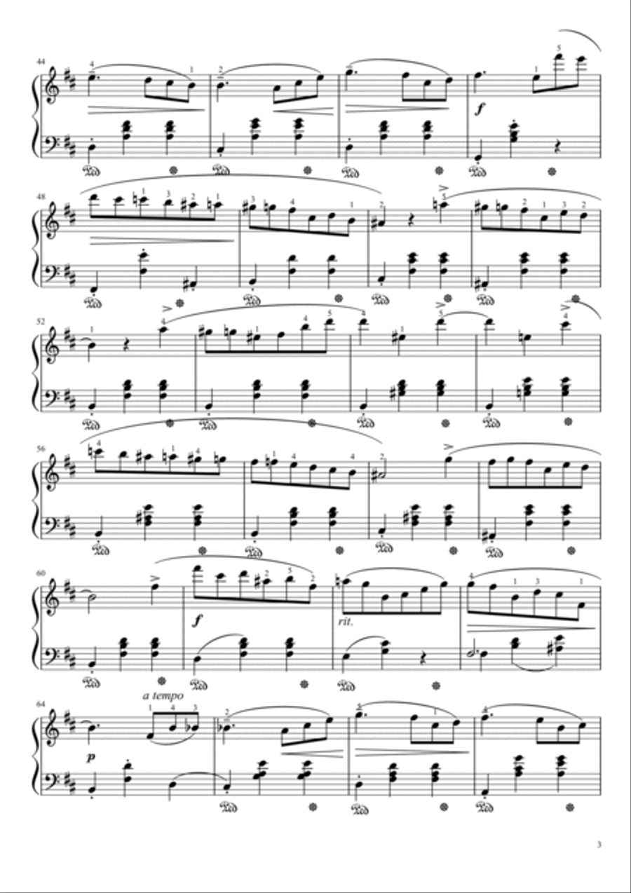 Chopin Waltz Op.69 No. 2 in B Minor Minor With Finger Piano Solo scores gallery preview page 3