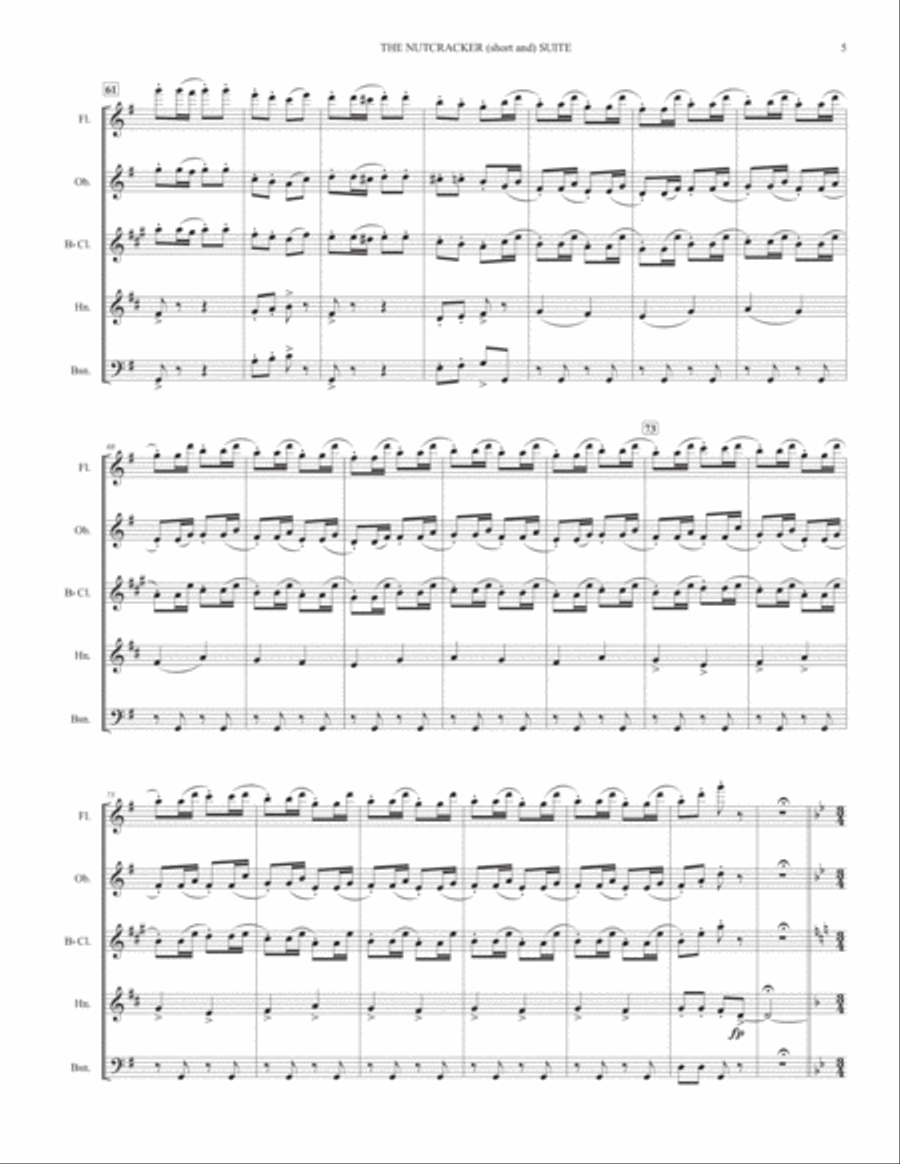 THE NUTCRACKER (short and) SUITE - for woodwind quintet Woodwind Quintet scores gallery preview page 5