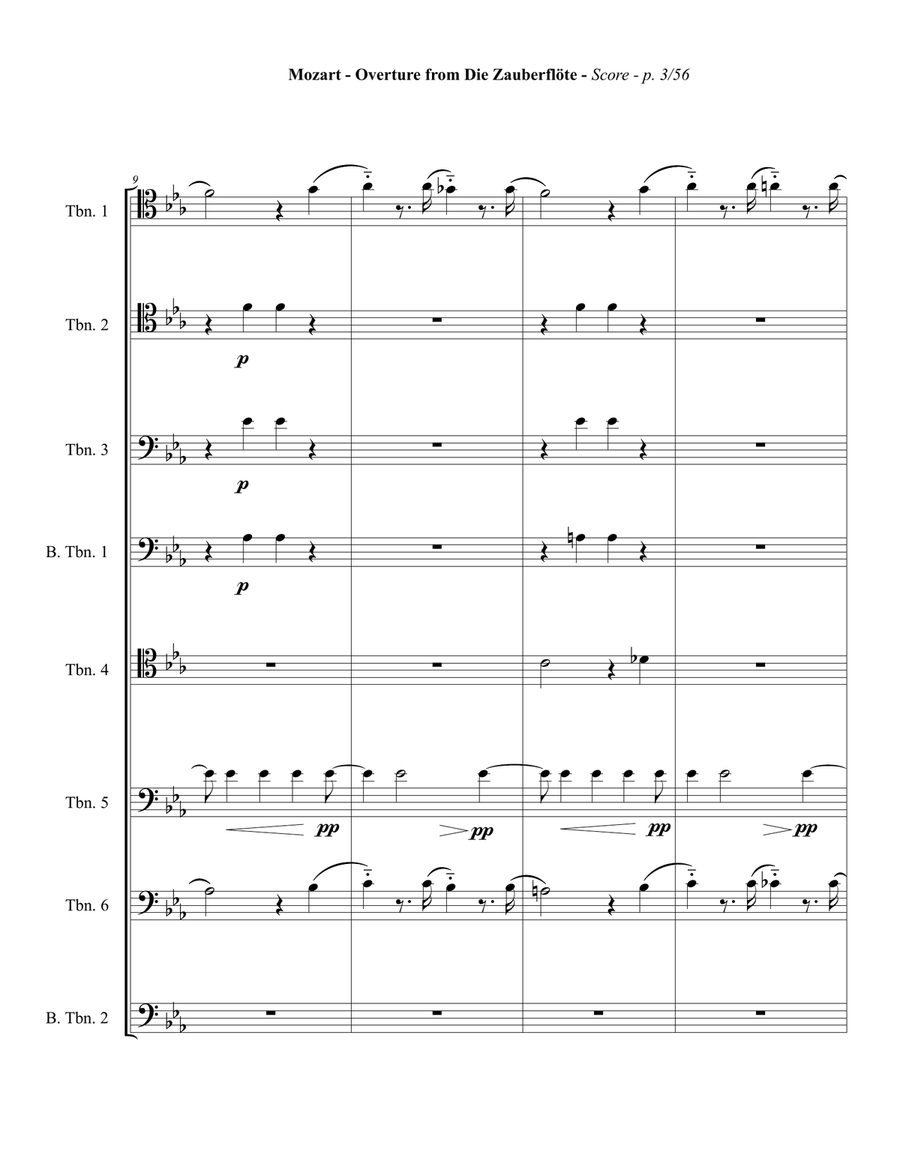 Overture to the Magic Flute for Trombone Octet Large Ensemble scores gallery preview page 3