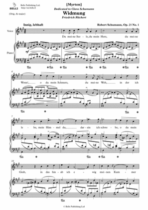 Book cover for Widmung, Op. 25 No. 1 (A Major)